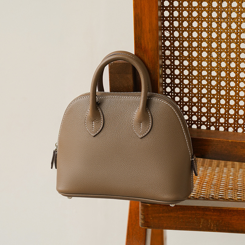 Mini Bolide Mini Goat Leather Top-Grain Shell Bag Genuine Leather Crossbody Small Bag Fashion Bowling Bag Versatile Handbag