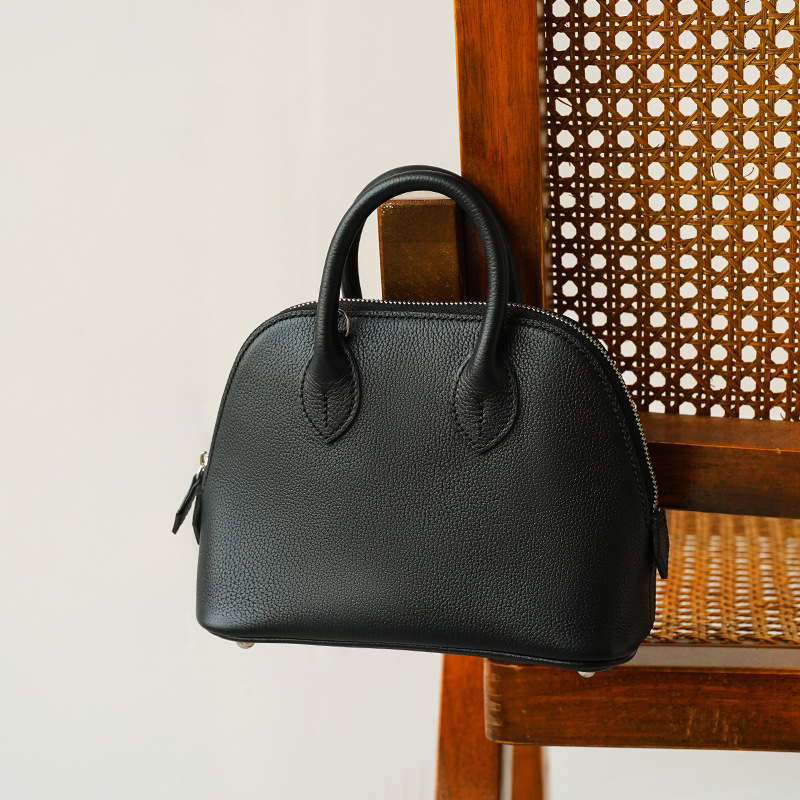 Mini Bolide Mini Goat Leather Top-Grain Shell Bag Genuine Leather Crossbody Small Bag Fashion Bowling Bag Versatile Handbag