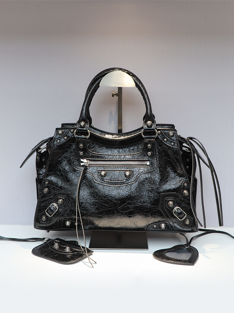 Wholesale neo Cagole Motorcycle Bag - Stylish and Cool 3-in-1 Rivet Tote Bag, Genuine Leather Crossbody and Handbag