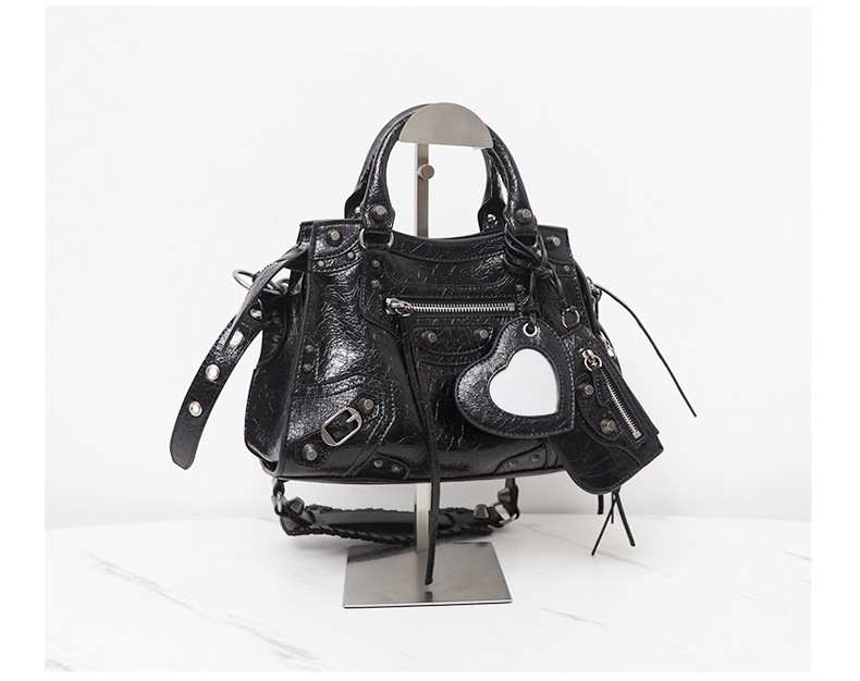 Wholesale neo Cagole Motorcycle Bag - Stylish and Cool 3-in-1 Rivet Tote Bag, Genuine Leather Crossbody and Handbag