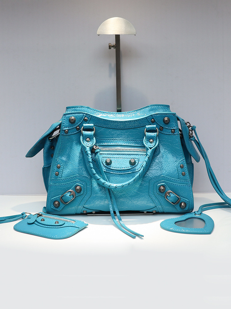 Wholesale neo Cagole Motorcycle Bag - Stylish and Cool 3-in-1 Rivet Tote Bag, Genuine Leather Crossbody and Handbag