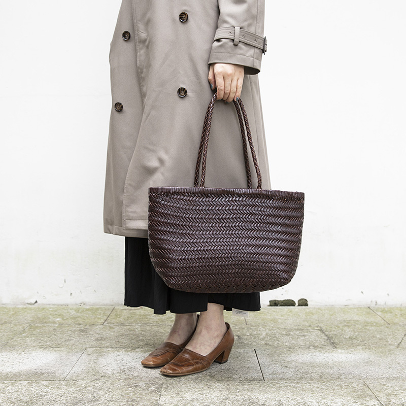 French Style Basket Bag Top-Grain Cowhide Handmade Woven Bag for Women Summer Niche Genuine Leather Beach Vacation Handbag