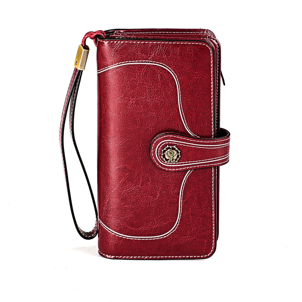 Wholesale Large Capacity Multifunctional Long Women's Wallet RFID European and American Retro Genuine Leather Clutch Leather Wallet Manufacturer