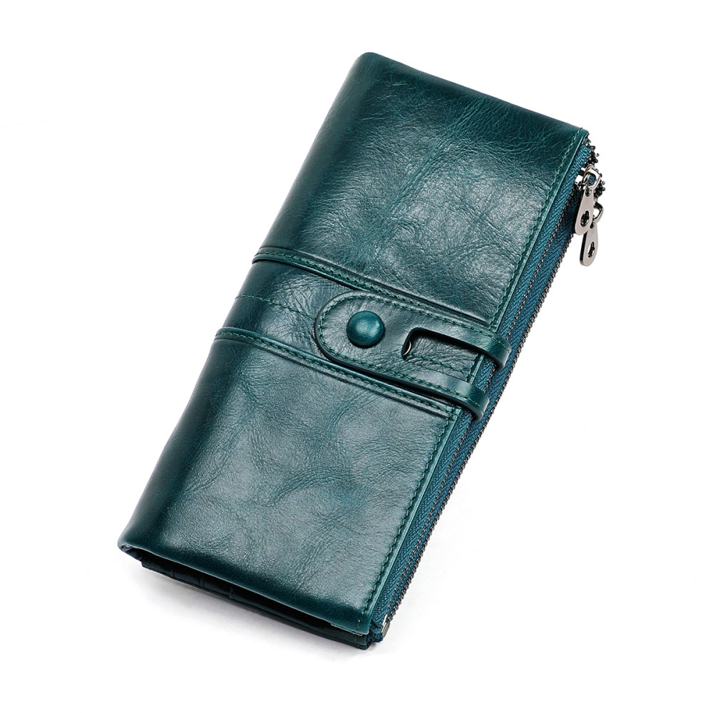 Wholesale Women's Genuine Leather Wallet First Layer Cowhide Tri-fold Wallet Multifunctional Long Coin Purse Supplier