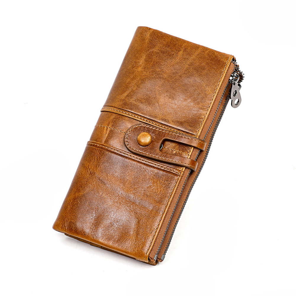 Wholesale Women's Genuine Leather Wallet First Layer Cowhide Tri-fold Wallet Multifunctional Long Coin Purse Supplier