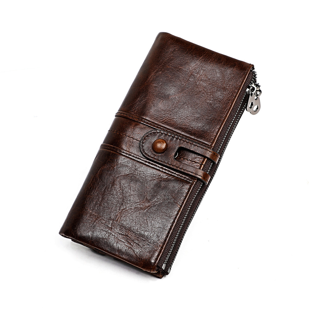 Wholesale Women's Genuine Leather Wallet First Layer Cowhide Tri-fold Wallet Multifunctional Long Coin Purse Supplier