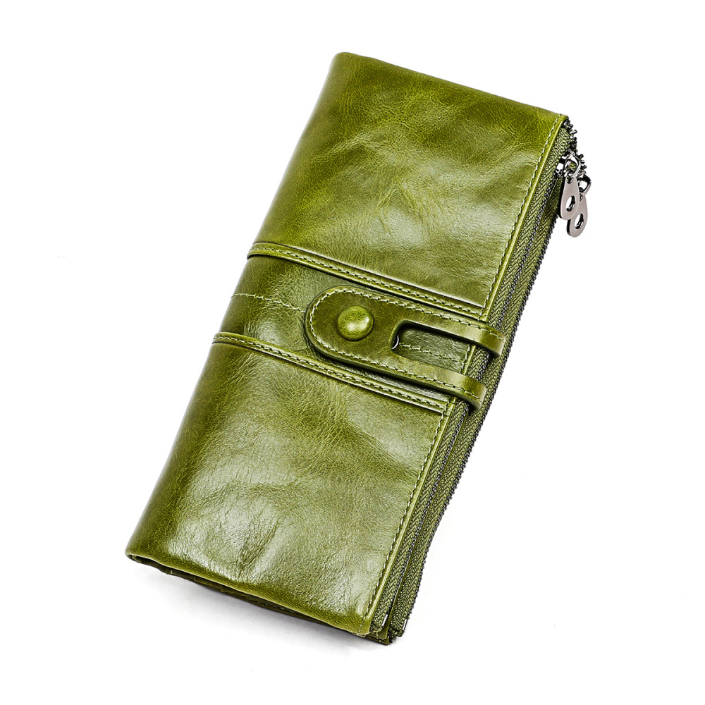 Wholesale Women's Genuine Leather Wallet First Layer Cowhide Tri-fold Wallet Multifunctional Long Coin Purse Supplier