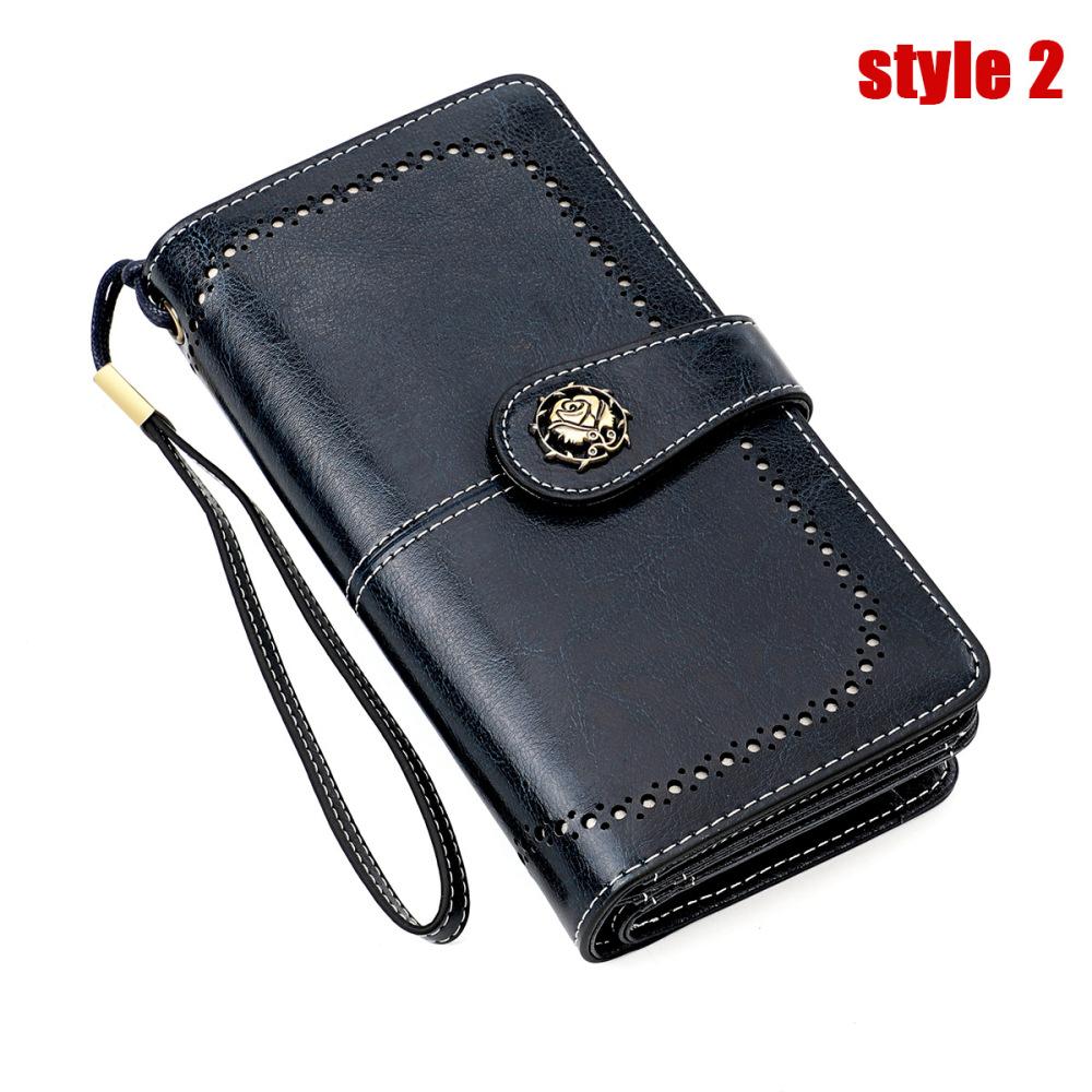 Wholesale Large Capacity Multifunctional Long Women's Wallet RFID European and American Retro Genuine Leather Clutch Leather Wallet Manufacturer