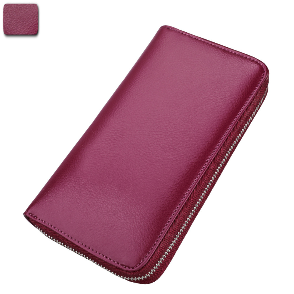 Wholesale Accordion Long Leather Card Holder Passport Wallet RFID Blocking Credit Card Holder Multi-functional Men and Women Wallet Passport Organizer