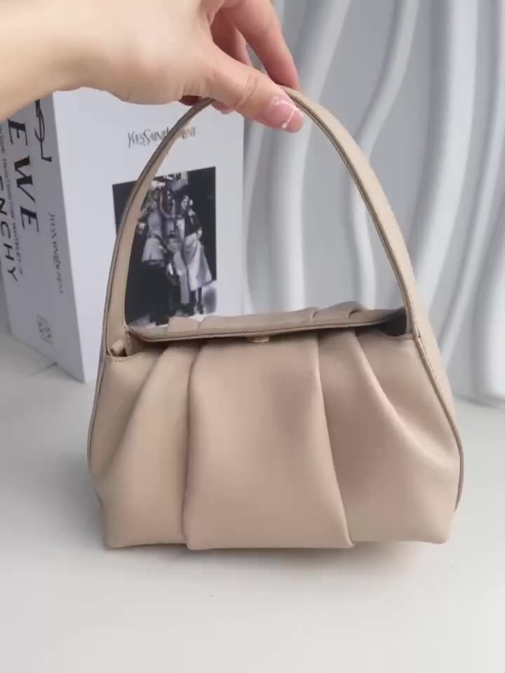 真皮女包法式云朵包百搭包包2025新款手提包定制款斜挎包褶皱设计
