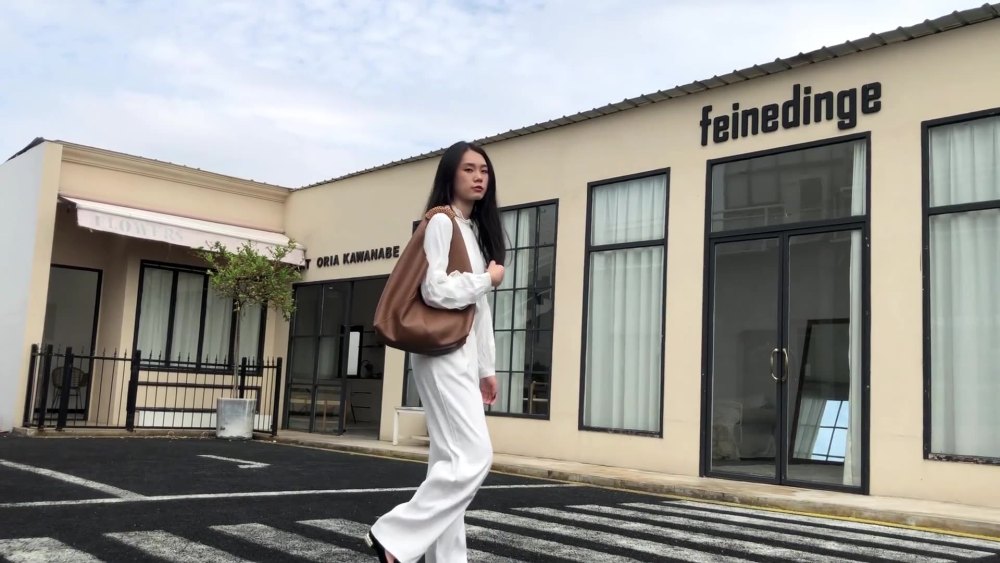 小众设计牛皮女包百搭极简拼接编织单肩几何腋下包托特包极简风