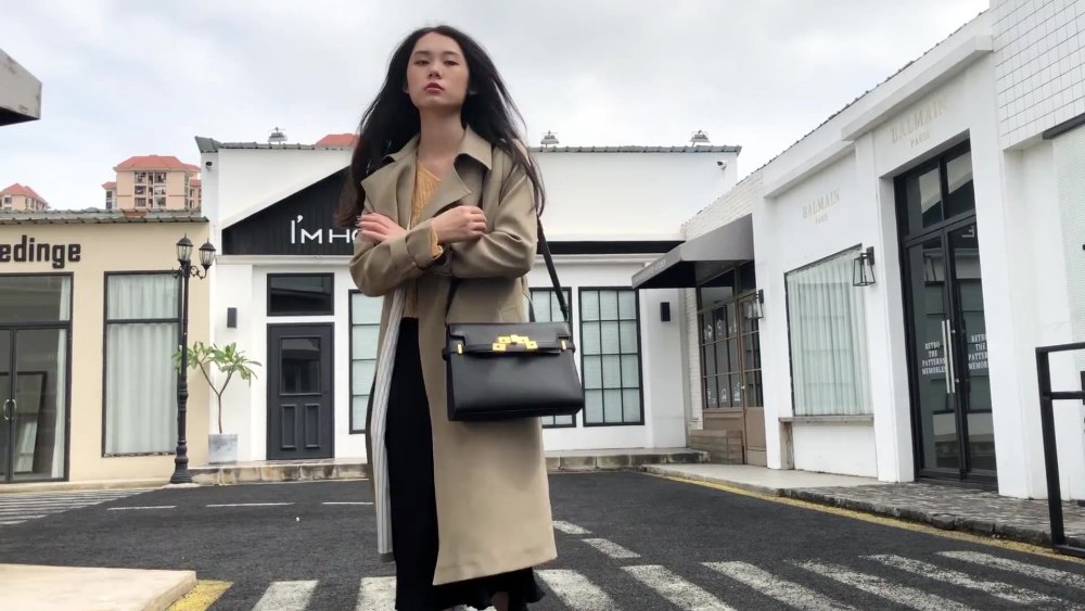 杨树林包包女潮曼哈顿女包真皮凯莉包百搭邮差包单肩包女时尚斜挎