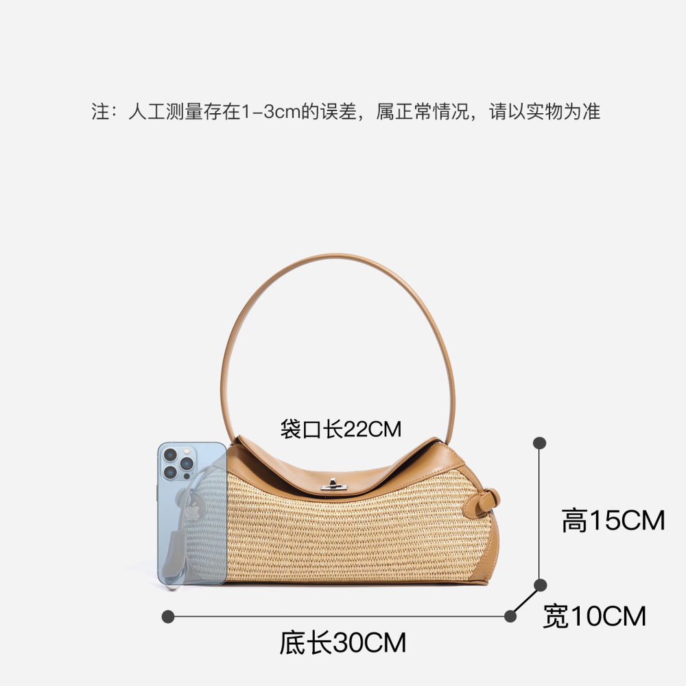 2025沙滩海边大容量单肩包草编百搭手工编织腋下包简约时尚斜挎包