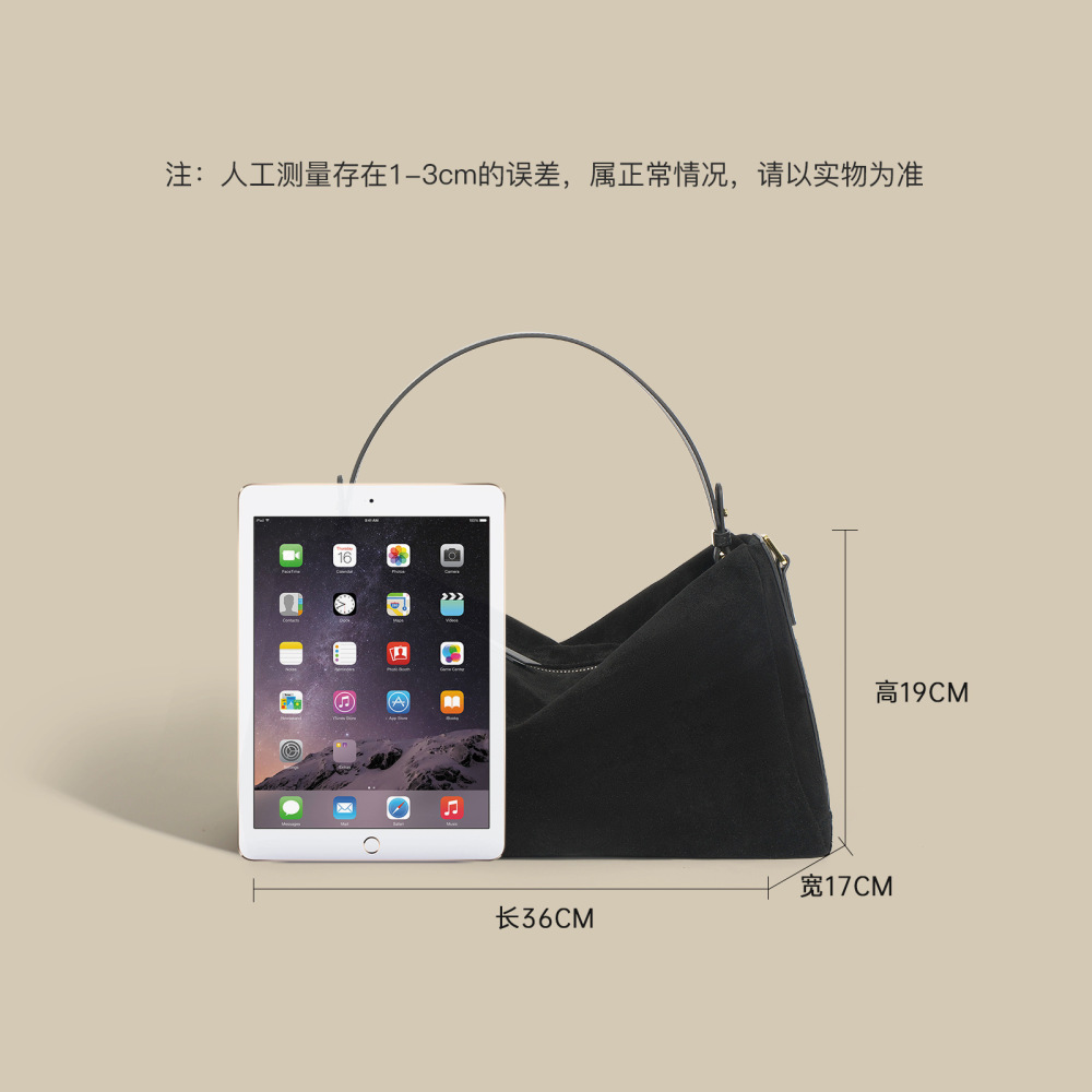 小众包包女新款高级感百搭牛皮麂皮绒枕头包大容量手提单肩斜挎包