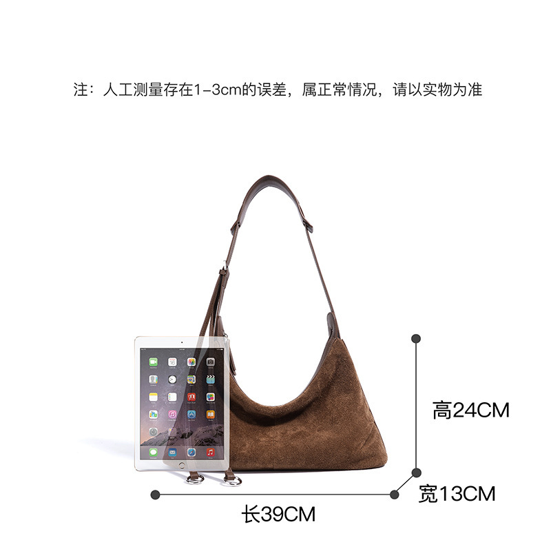 定制设计感小众真皮时尚女士斜挎单肩包秋冬麂皮新款手提饺子包女