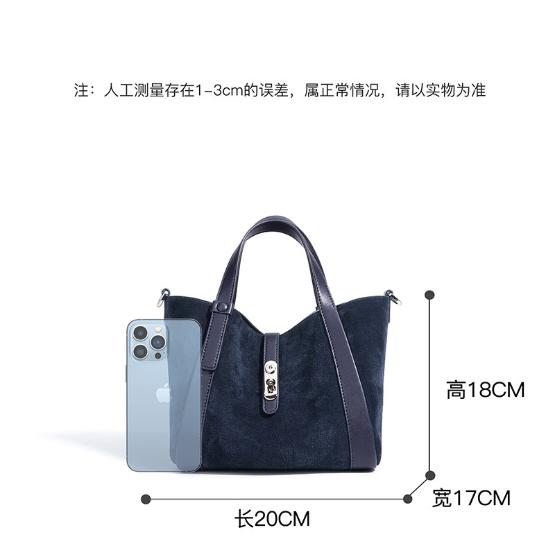 定制复古百搭麂皮设计感小众斜挎包跨境爆款女包真皮菜篮子手提包