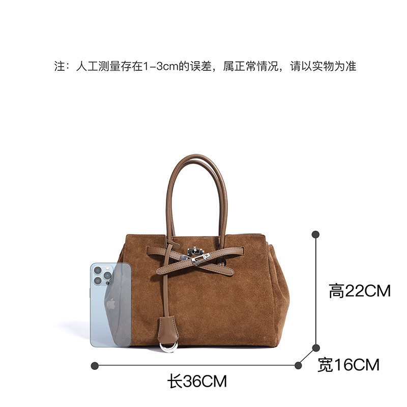 定制真皮轻奢高级感女士手提包磨砂麂皮时尚女大容量腋下单肩包