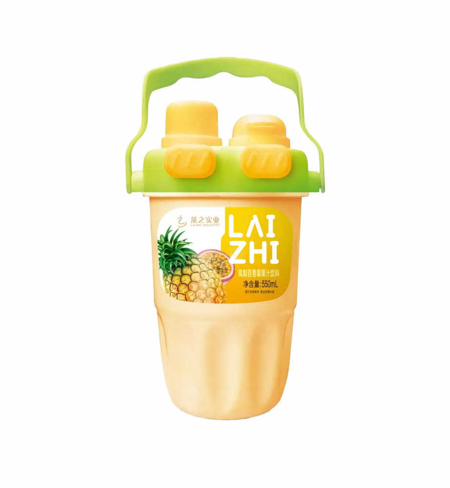 LaiZhi Natural Pineapple & Passion Fruit Juice With Pulp | Cup, 550 ml