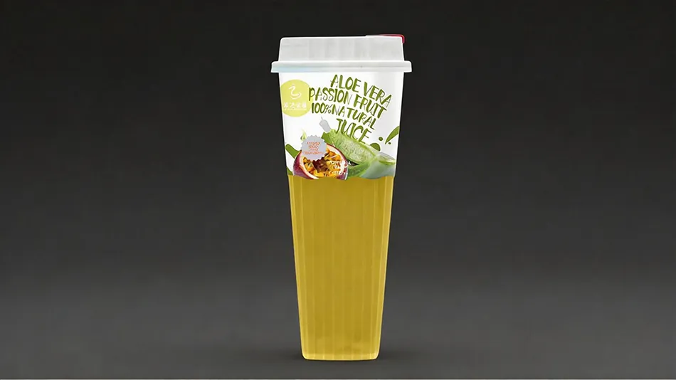 aloe vera & passion fruit drink with pulp and jelly 550ml cup