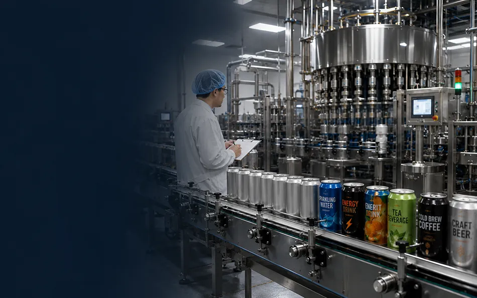 Beverage manufacturing and can filling line reviewed for an OEM production project