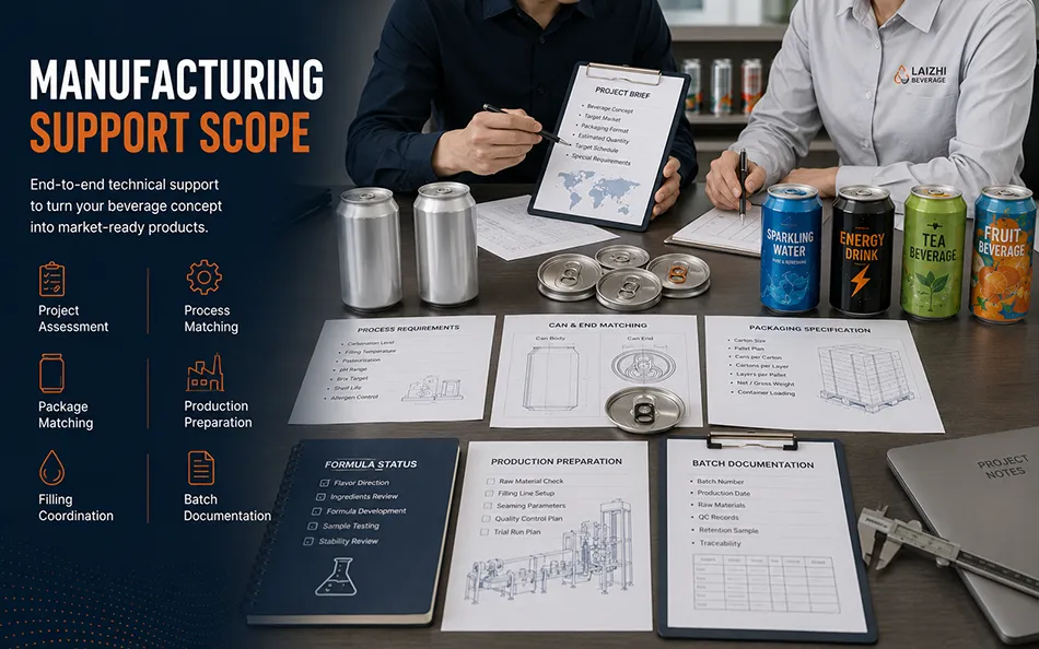 Beverage project assessment covering formula process packaging filling and batch documentation