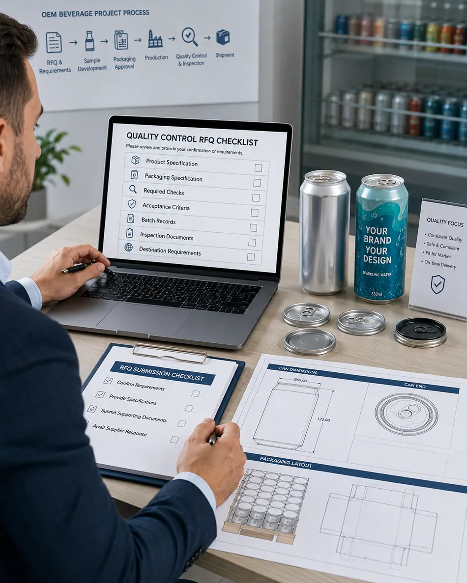 Beverage quality control inquiry checklist covering specifications tests acceptance criteria and documents