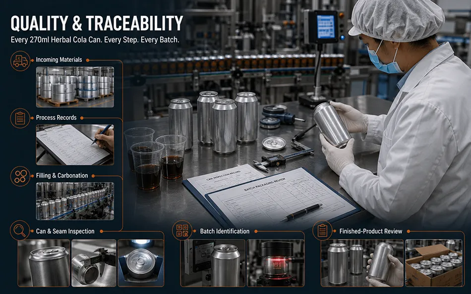 Quality review of carbonated beverage filling can seams coding and batch records