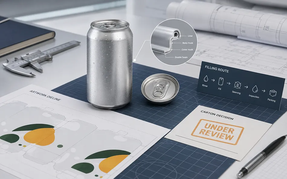 330ml can body end liner and artwork dieline under compatibility review
