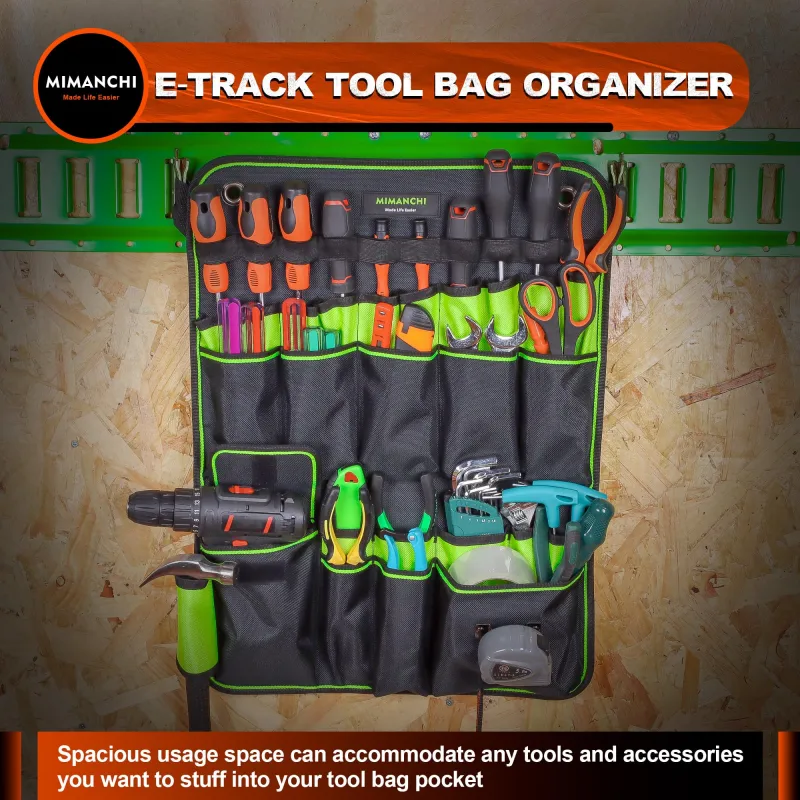 Mimanchi E-Track Hanging Tool Bag Organizer,E Track Accessories Multi-Pocket Tool Wall Mount Organizer,for Trailer, Cargo Van Accessories Organizer, Workshop, Garage, Van, Warehouse