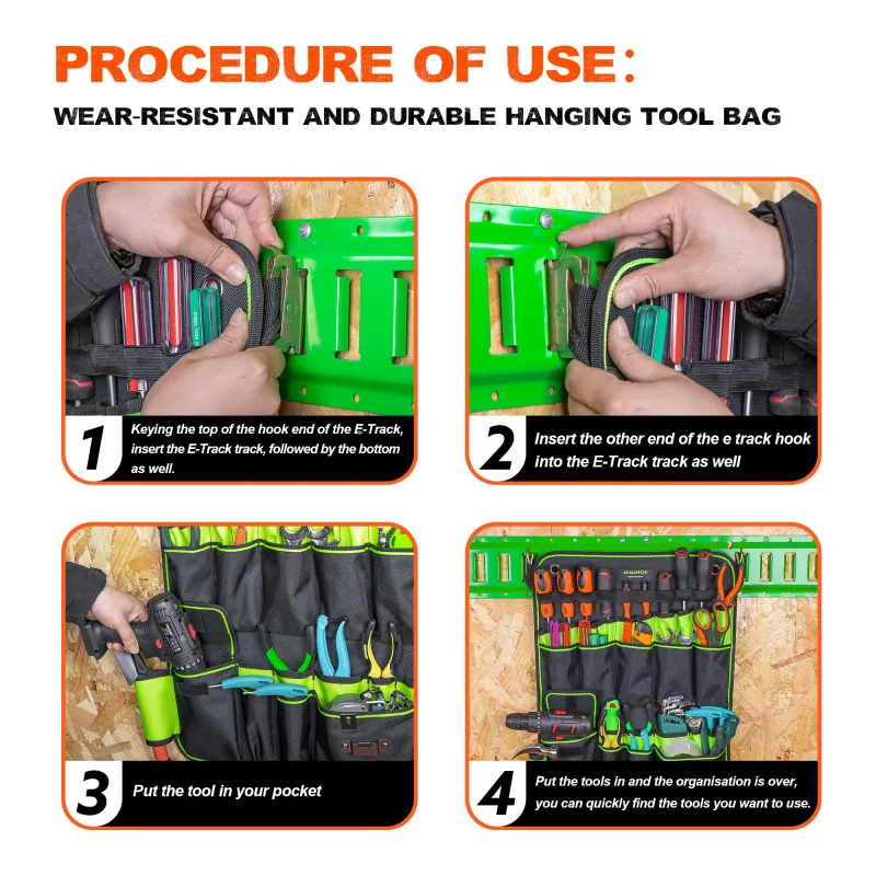 Mimanchi E-Track Hanging Tool Bag Organizer,E Track Accessories Multi-Pocket Tool Wall Mount Organizer,for Trailer, Cargo Van Accessories Organizer, Workshop, Garage, Van, Warehouse