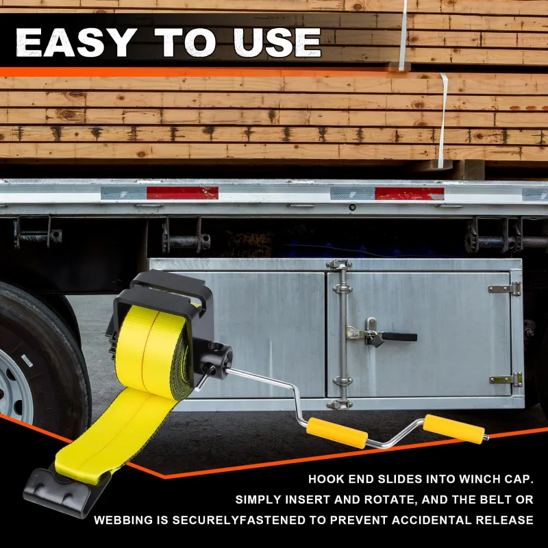 Mimanchi Portable Strap Winder Flatbed Winch Strap - Winder Ratchet Strap Roller for Truckers Cargo Straps - Tie Down Ratchet Strap for Truck Trailers, Vans, Docks(yellow)