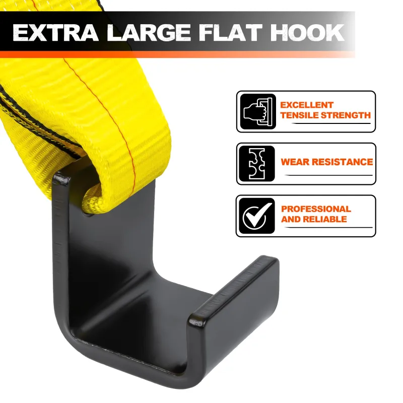 Mimanchi 4" x 5' Roll Off Container Winch Strap w/Flat Hook,Heavy Duty Tie Down Winch Straps for Safe Truck and Trailers Cargo Securement Yellow