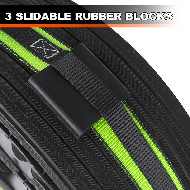 MIMANCHI 2" x 10' E Track Tire Straps,4Pack,Wheel Straps with E-Track Idler Swivel Anchors Vehicle Hauler,Car Tie Down Straps for Trailers with 3 Rubber Blocks for Towing Car, ATV,UTV