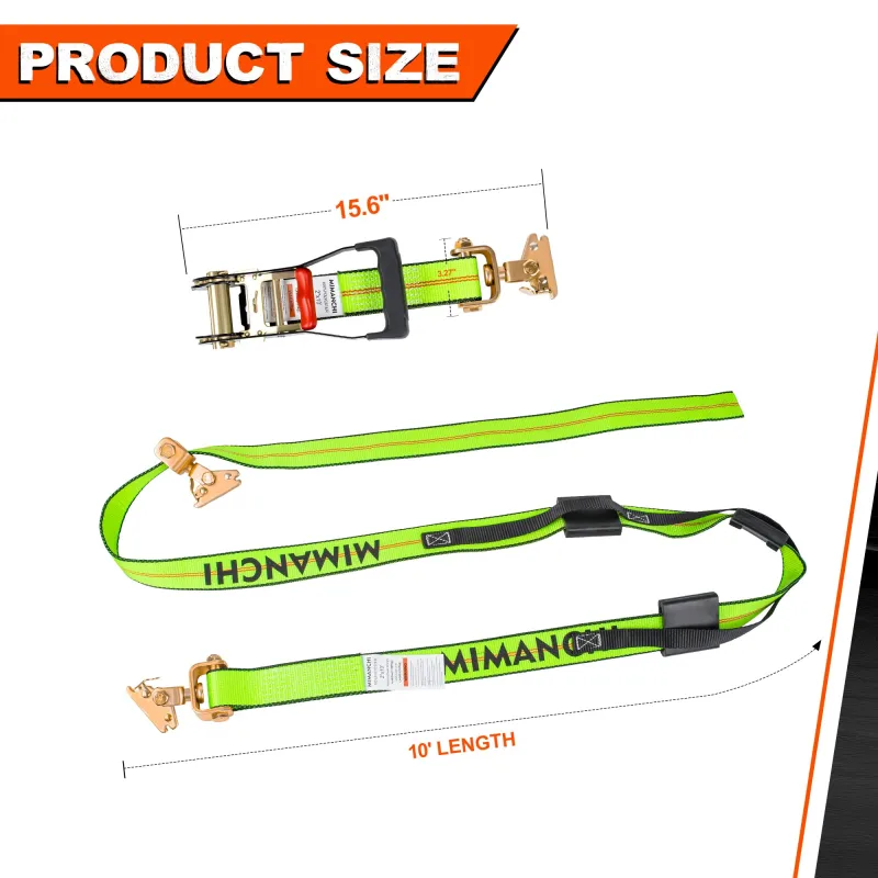 MIMANCHI 2" x 10' E Track Tire Straps,4Pack,Wheel Straps with E-Track Idler Swivel Anchors Vehicle Hauler,Car Tie Down Straps for Trailers with 3 Rubber Blocks for Towing Car, ATV,UTV