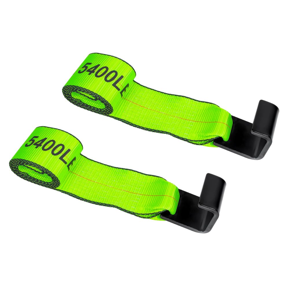 Mimanchi 4" x 5' Roll Off Container Winch Strap w/Flat Hook,Heavy Duty Tie Down Winch Straps for Safe Truck and Trailers Cargo Securement,Green