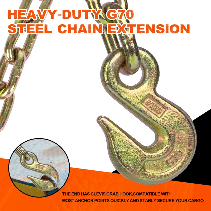 Mimanchi  2" x 27' Ratchet Straps with Chain Extension and Grab Hooks,Heavy-Duty Tie Down Straps 3,333 lbs Working Load Limit and 10,000 lbs Break Strength for Cargo Straps for Secure Transport  2Pack