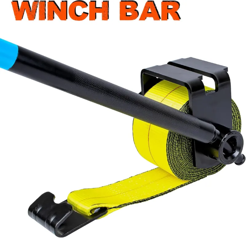 Mimanchi Combination Winch Bar,Square Head,Non-Slip Handle,40"Carbon-Steel Winch Bar for Flatbed Trailer Winches and Trucks,2 Pack,Black LightBlue