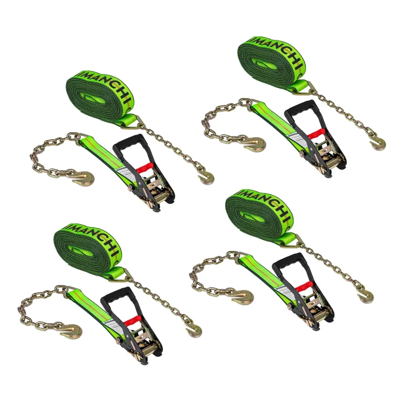 Mimanchi 2" x 27' Ratchet Straps with Chain Extension and Grab Hooks,Heavy-Duty Tie Down Straps 3,333 lbs Working Load Limit and 10,000 lbs Break Strength for Cargo Straps for Secure Transport 4Pac