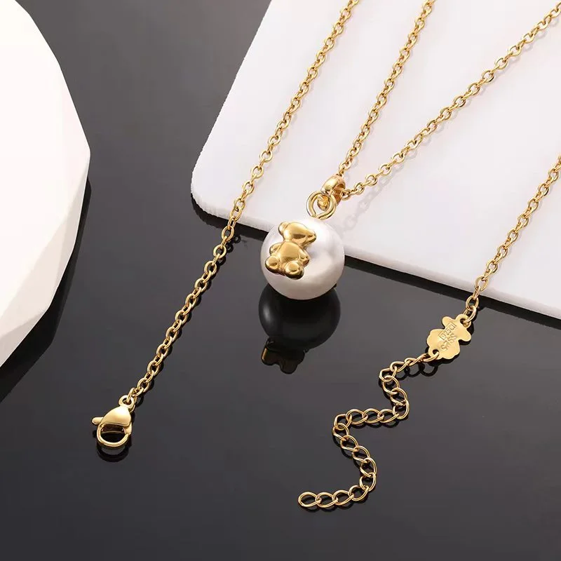 Fashion Steel TOUS Bear Bead Necklace Pendant Jewelry