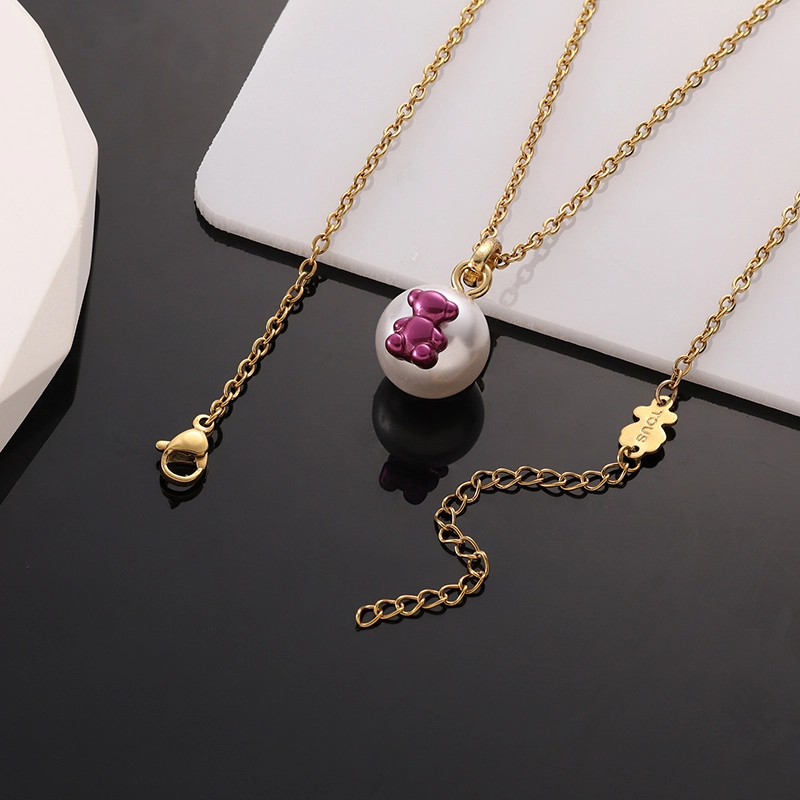 Fashion Steel TOUS Bear Bead Necklace Pendant Jewelry