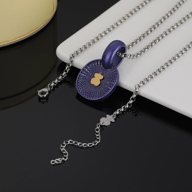 Fashion Women Men Silver Gold Steel TOUS Bear Blue Pink Pendant Necklace Jewelry