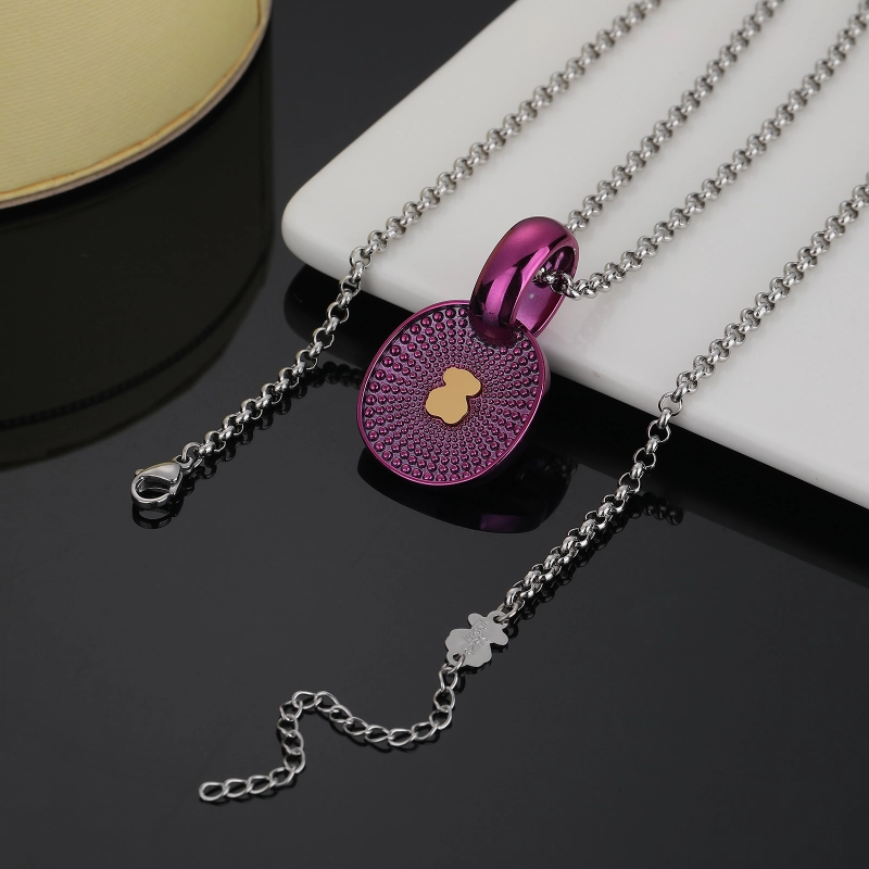 Fashion Women Men Silver Gold Steel TOUS Bear Blue Pink Pendant Necklace Jewelry