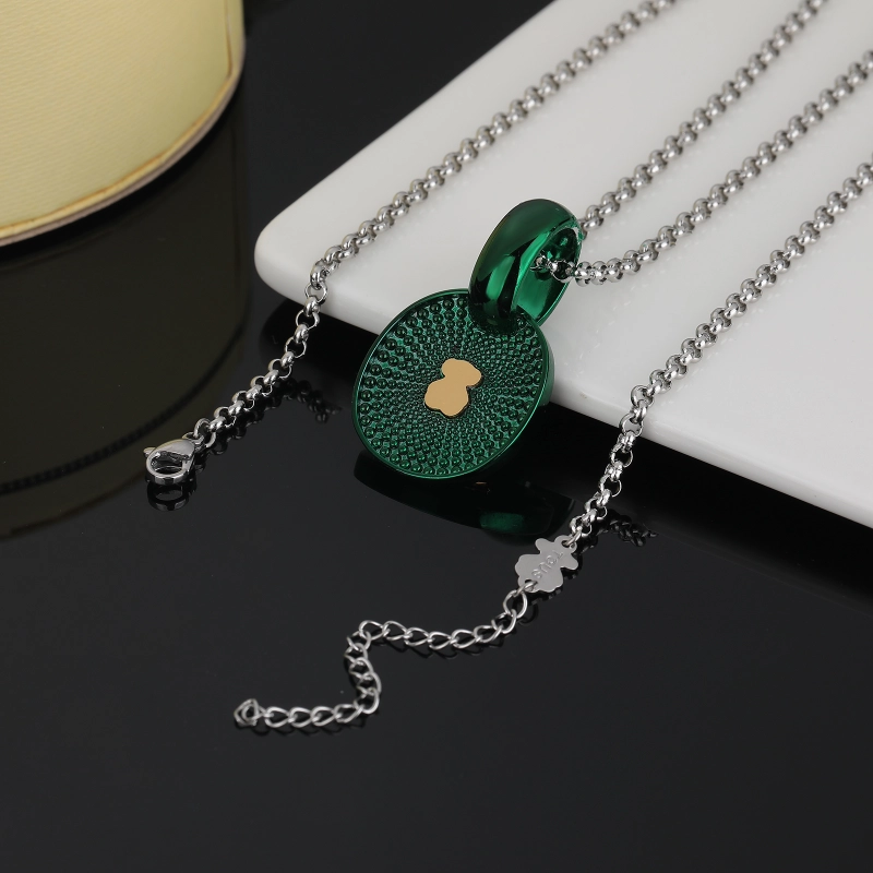 Fashion Women Men Silver Gold Steel TOUS Bear Blue Pink Pendant Necklace Jewelry