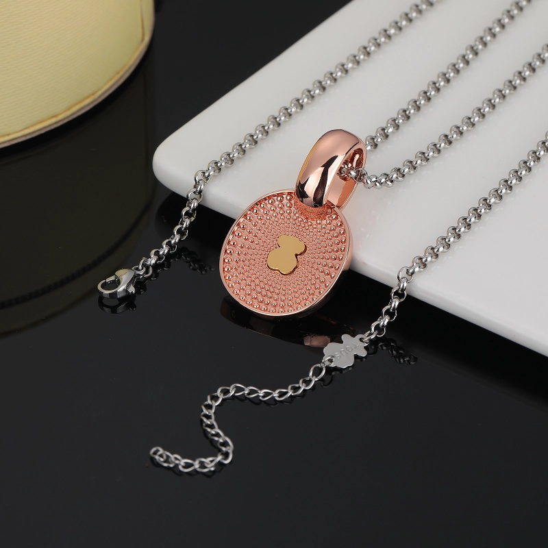 Fashion Women Men Silver Gold Steel TOUS Bear Blue Pink Pendant Necklace Jewelry