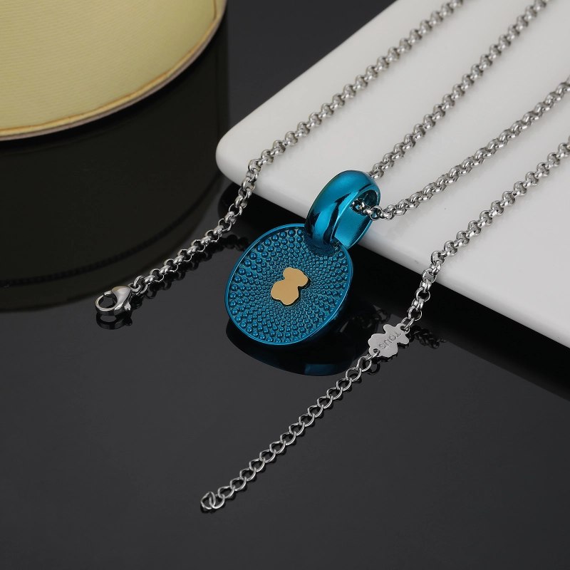 Fashion Women Men Silver Gold Steel TOUS Bear Blue Pink Pendant Necklace Jewelry