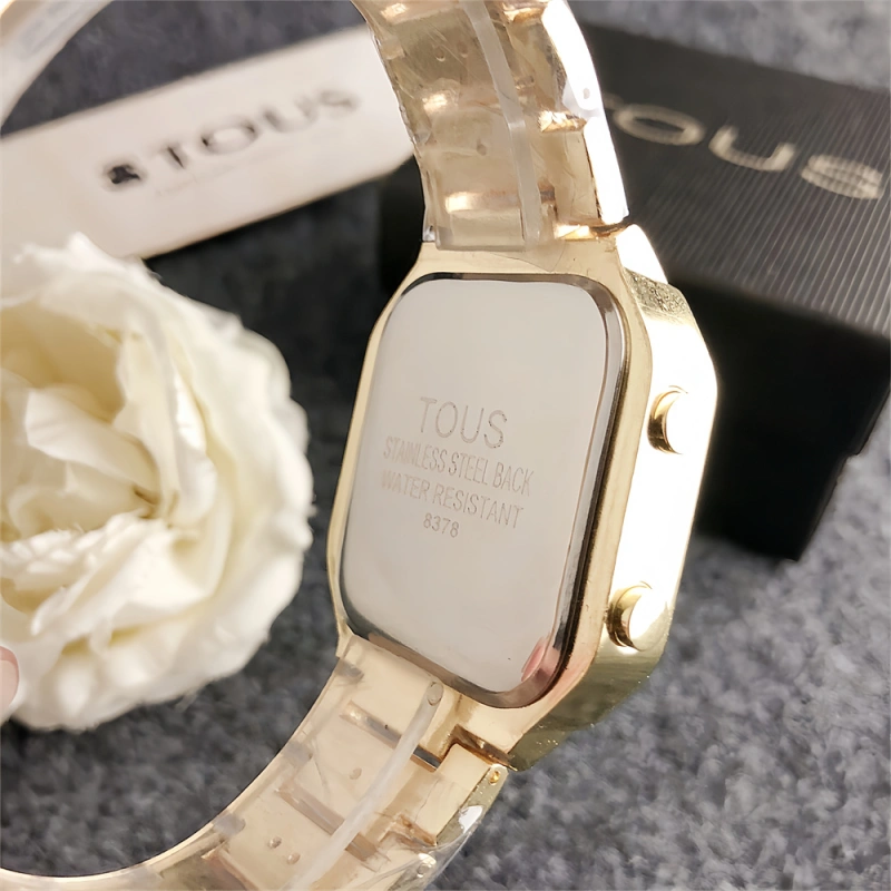 New Fashion Women Men Silver Gold Rose Steel Round Zircon TOUS Bear Electronic Watch Jewelry Gift