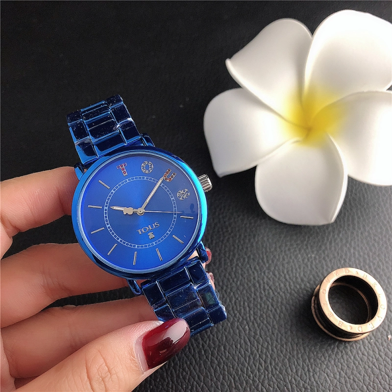 Hot Sale Fashion Women Men Silver Gold Black Steel  Roman Number Electronic Letter Round TOUS Bear Span Quartz Watch Jewelry Gift