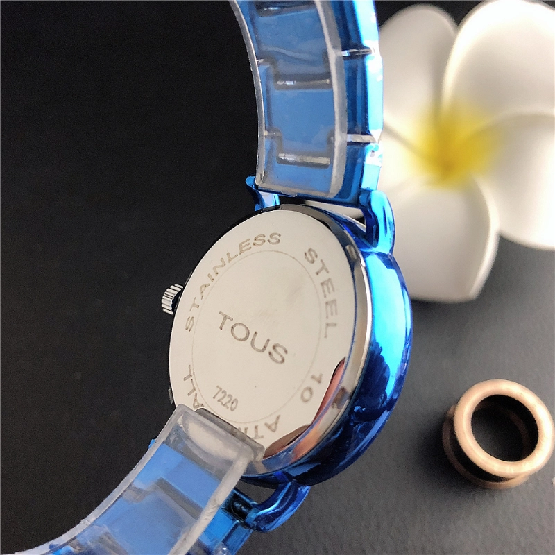 Hot Sale Fashion Women Men Silver Gold Black Steel  Roman Number Electronic Letter Round TOUS Bear Span Quartz Watch Jewelry Gift