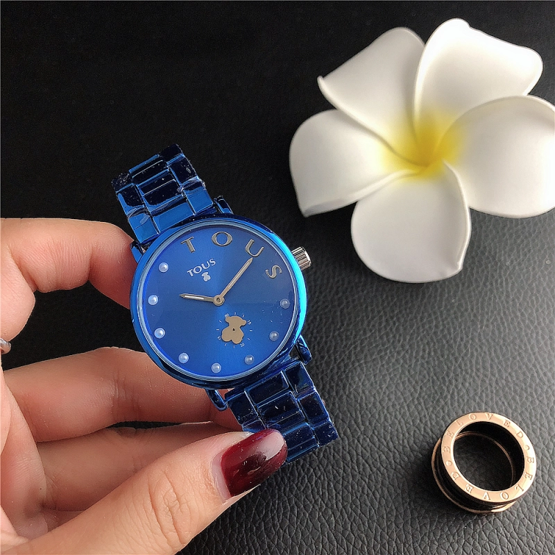 Hot Sale Fashion Women Men Silver Gold Black Steel  White Pearl Electronic Letter Round TOUS Bear Span Quartz Watch Jewelry Gift