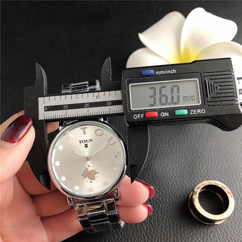 Hot Sale Fashion Women Men Silver Gold Black Steel  White Pearl Electronic Letter Round TOUS Bear Span Quartz Watch Jewelry Gift